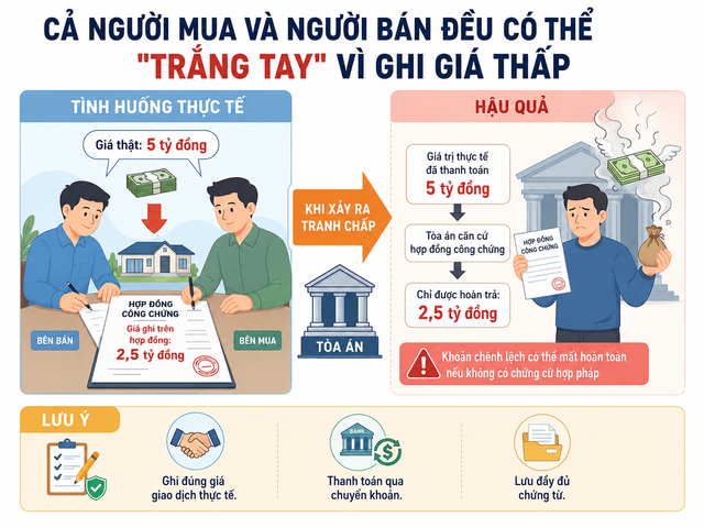 Có nên ký hợp đồng chuyển nhượng bất động sản có giá trị thấp hơn số tiền thực tế được thanh toán?
